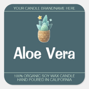 Aloe Vera Plant Cute Symbol Soy Candles Labels
