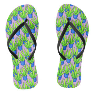 Aloe Vera Plants Pattern Textile Thongs