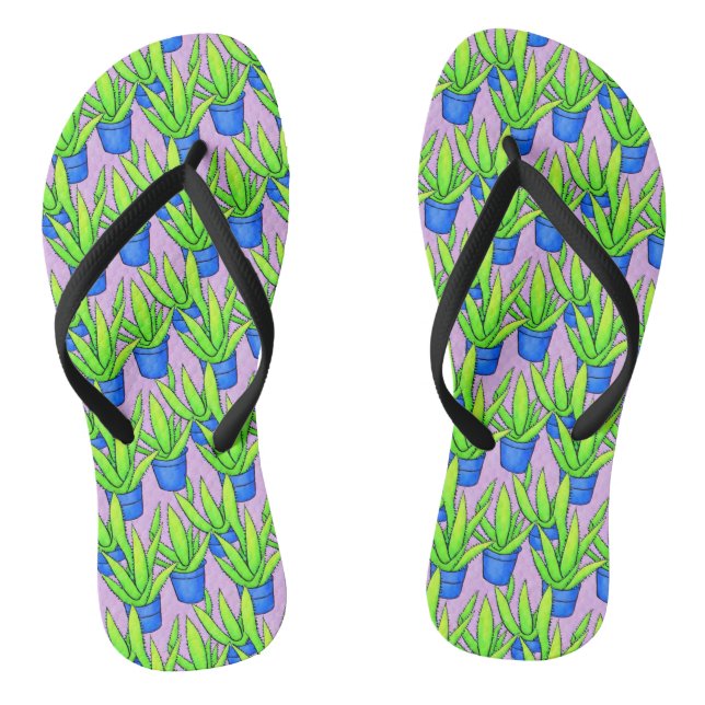 Aloe Vera Plants Pattern Textile Thongs (Footbed)