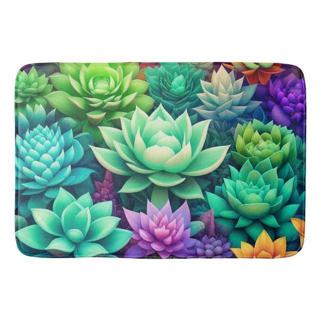 Aloe Vera Succulents Sage Green Bath Mat (Front)