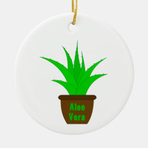 Aloe Vera with a Label Ceramic Ornament
