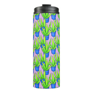 Aloe Very Plants with Purple Background Thermal Tumbler