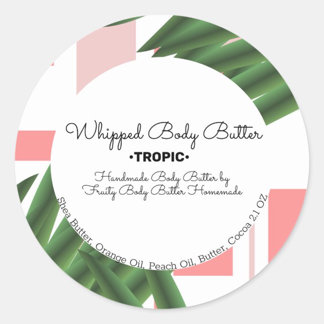 Aloe Whip Body Butter Bath Branding Packaging Classic Round Sticker (Front)