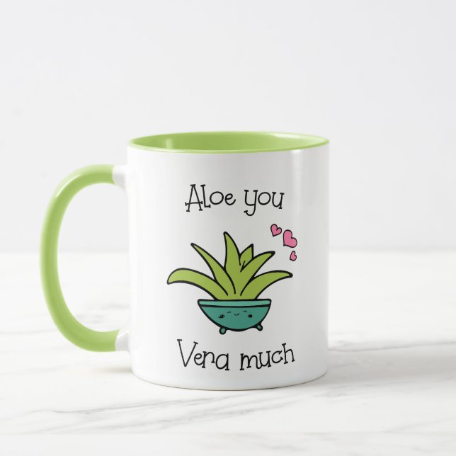 Aloe You Vera Much Cute Love Pun Mug (Left)