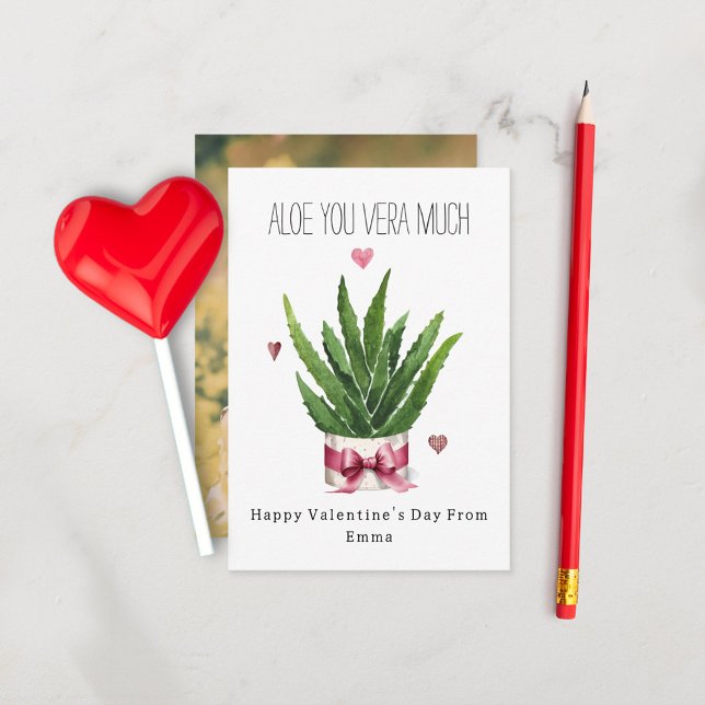 Aloe You Vera Much Photo Classroom Valentine Card (Creator Uploaded)