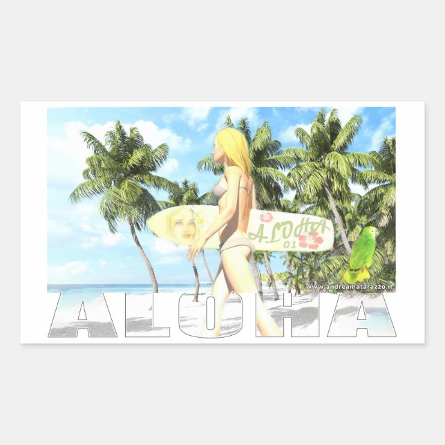 Aloha 01  rectangular sticker (Front)