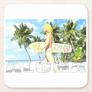 Aloha 01   square paper coaster