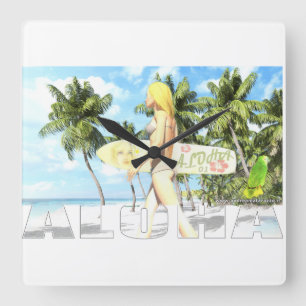 Aloha 01  square wall clock