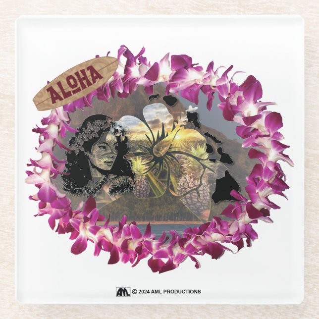 ALOHA 33 VERSION 2 GLASS COASTER (Front)