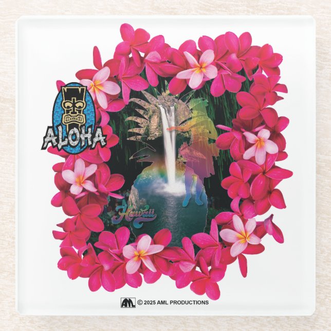 ALOHA 3 9 GLASS COASTER (Front)