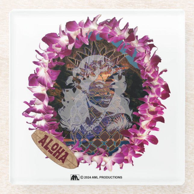 ALOHA 49 VERSION 2 GLASS COASTER (Front)
