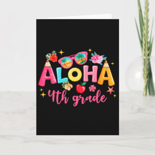 Aloha 4th Grade Summer Vacation Beach Teacher Scho Card