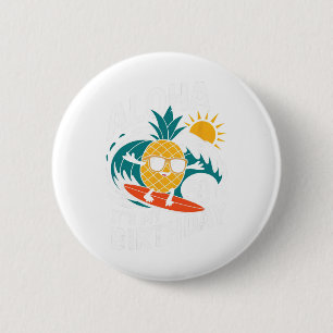 Aloha 50th Birthday Hawaii Pineapple Surfing Tropi 6 Cm Round Badge