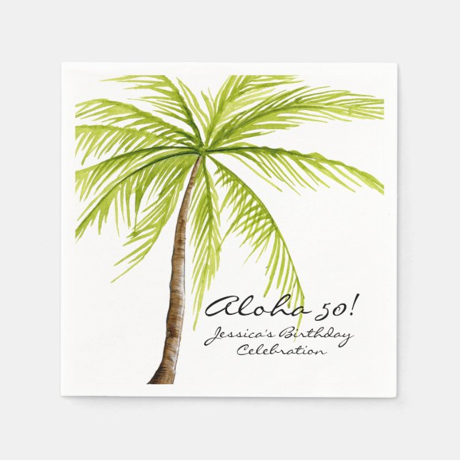 Aloha 50th Birthday Tropical Beach Party Napkin (Front)