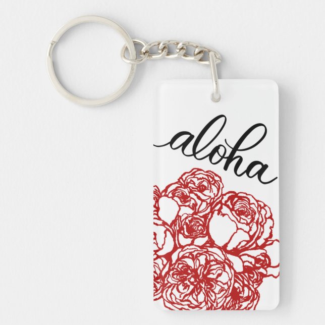 Aloha and Roses Keychain (Front)