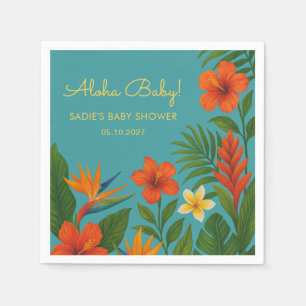 Aloha Baby! Chic Tropical Baby Shower Napkin