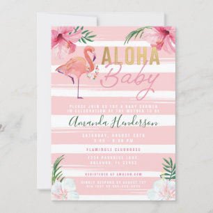 Aloha Baby Flamingo Baby Shower Invitation, Invitation
