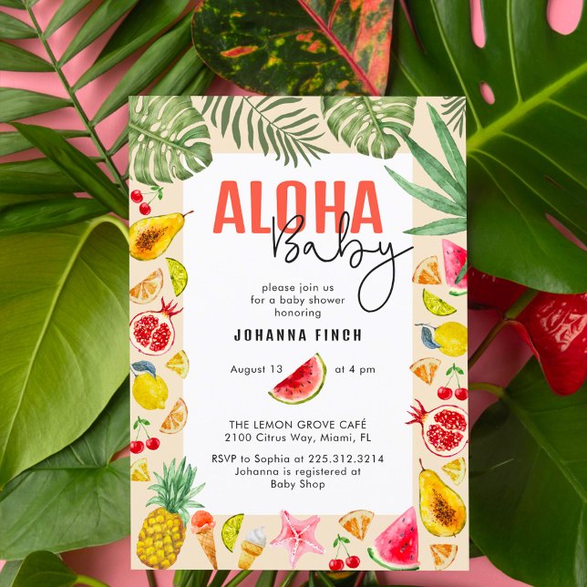 Aloha Baby Fresh Summer Fruit Baby Shower Invitation (Creator Uploaded)