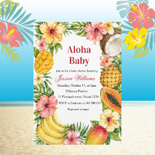 Aloha Baby Hawaiian Hibiscus Baby Shower Invitation