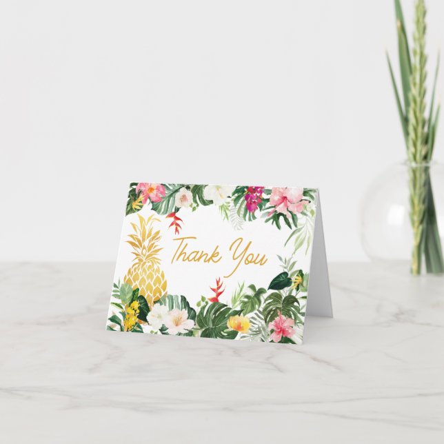 Aloha Baby Pineapple Baby Shower Thank You Card (Front)