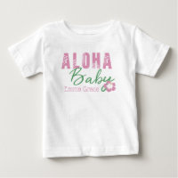 Aloha Baby Pink & Green Tropical Flower Monogram