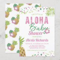 Aloha Baby Pink & Green Tropical Girl Baby Shower