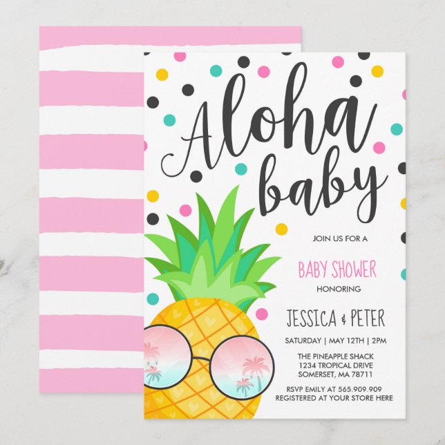 Aloha Baby Shower Invitation Pineapple Baby Shower (Front/Back)