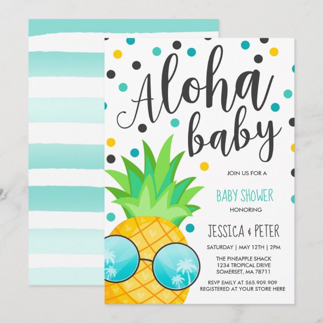 Aloha Baby Shower Invitation Pineapple Baby Shower (Front/Back)