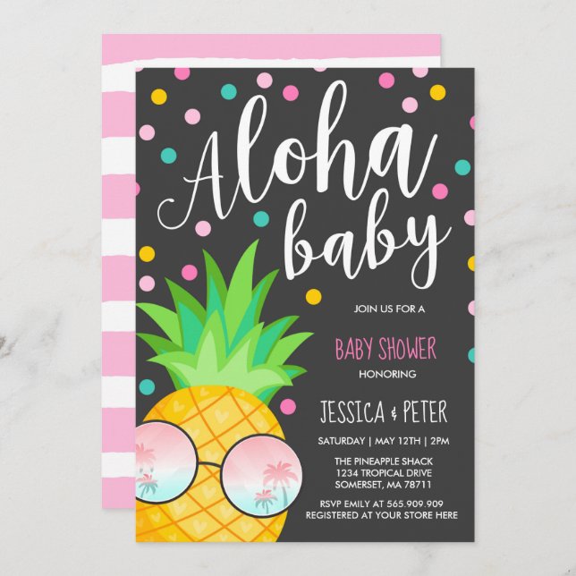 Aloha Baby Shower Invitation Pineapple Baby Shower (Front/Back)