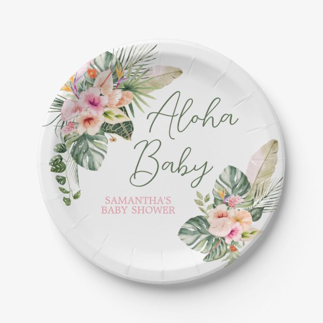 Aloha Baby Shower Paper Plate (Front)