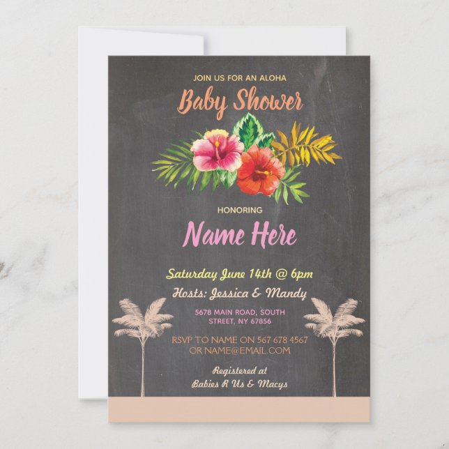 Aloha Baby Shower Tropical Luau Vintage Invite (Front)