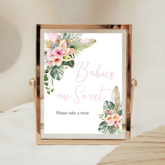 Aloha Baby Tropical Baby Shower Babies are Sweet Poster (Luau Hawaiian Girl Baby Shower Babies are Sweet Sign)