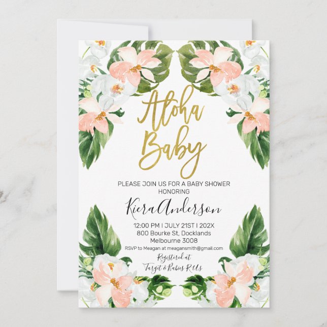 Aloha baby tropical baby shower invitation (Front)