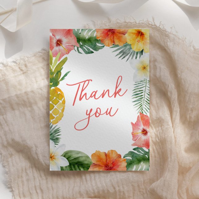 Aloha Baby Tropical Floral Baby Shower Thank You Card (Creator Uploaded)