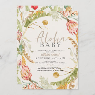 Aloha Baby Tropical Floral Botanical Baby Shower Invitation