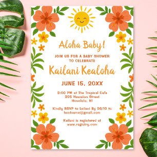 Aloha Baby! Tropical Hawaiian Floral Baby Shower  Invitation