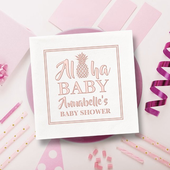 Aloha Baby Tropical Pineapple Baby Shower Foil Napkins (Creator Uploaded)
