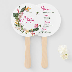 Aloha Baby Tropical Wreath Baby Shower Menu Hand Fan