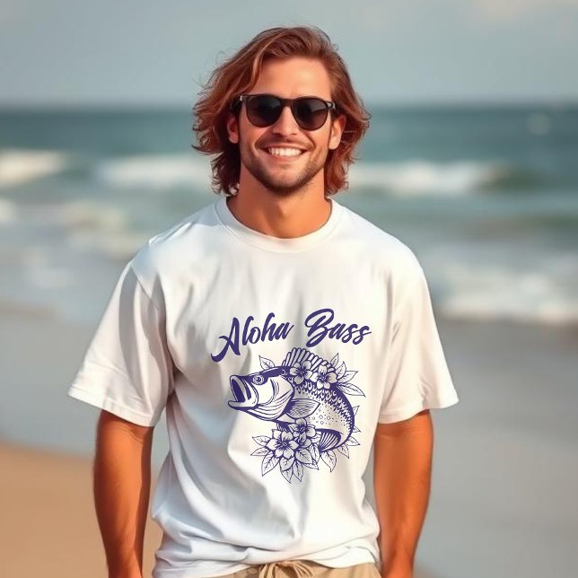 Aloha Bass Hawaiian Fisherman Style T-Shirt (Aloha Bass Hawaiian Fisherman core style trend tropical islander mens t shirt)