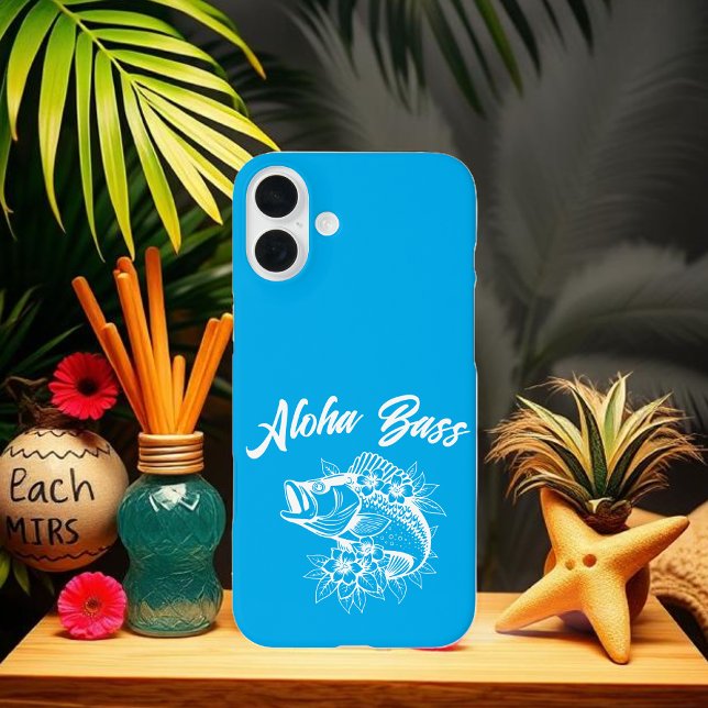 Aloha Bass Hawaiian Light Blue Case-Mate iPhone Case (Aloha Bass Bass Fish Hawaiian Tropical Flowers Fisherman Trend Phone Case)