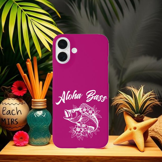 Aloha Bass Hawaiian Pink Case-Mate iPhone Case (Aloha Bass Bass Fish Hawaiian Tropical Flowers Fisherman Trend Phone Case Pink)