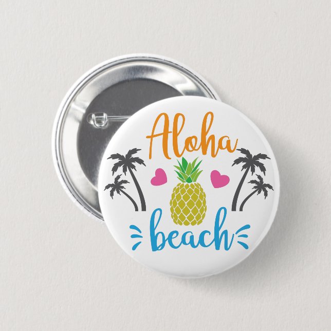 Aloha Beach 6 Cm Round Badge (Front & Back)