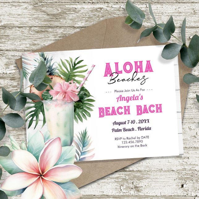 Aloha Beach Bachelorette Party and Itinerary Invitation (Creator Uploaded)