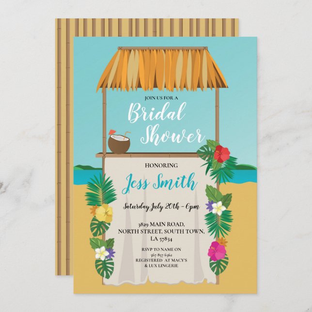 Aloha Beach Bridal Shower Party Wedding Ocean Invitation (Front/Back)
