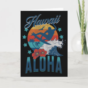 Aloha Beach Hawaii Surfing Vintage Hawaiian Retro Card