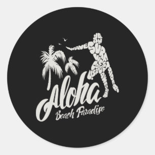Aloha Beach Paradise Surf Surfing Classic Round Sticker