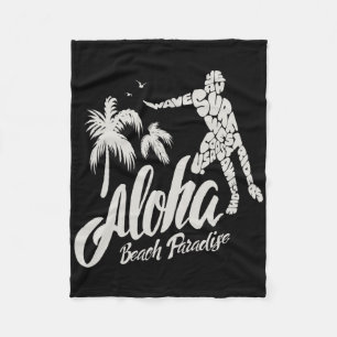 Aloha Beach Paradise Surf Surfing Fleece Blanket