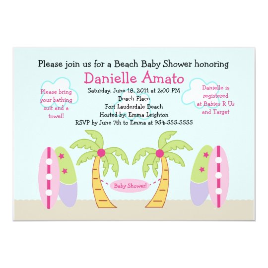 Aloha Beach Party Baby Shower Invitation