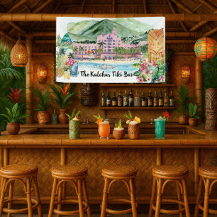 Aloha Beach   Personalized Tiki Bar Luau Party  Banner
