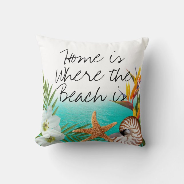 Aloha Beach Plumeria Frangipani Nautilus Cushion (Front)